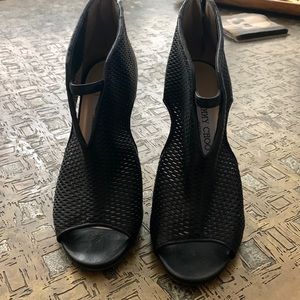 Jimmy Choo high heel perforated open toe shoe/bootie